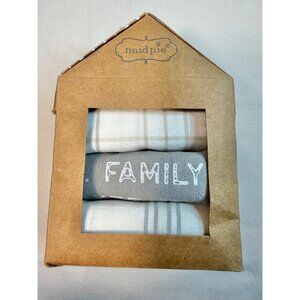 Mud Pie Family Makes this a Home kitchen dish Towel Set of 3 cotton gift gray